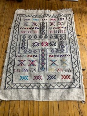 Vintage Small hand made Berber wool rug